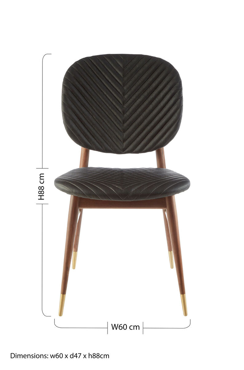 Orsina Kenso Black Leather and Walnut Wood Dining Chair | Modern Style