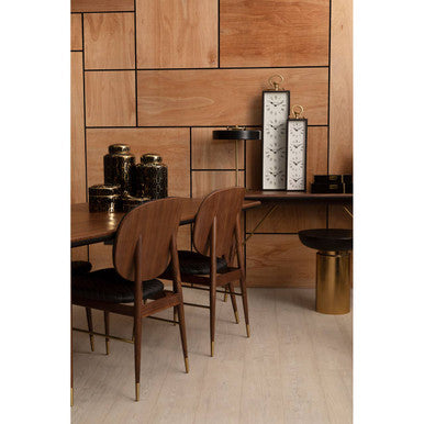 Orsina Kenso Black Leather and Walnut Wood Dining Chair | Modern Style