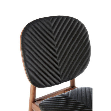 Orsina Kenso Black Leather and Walnut Wood Dining Chair | Modern Style