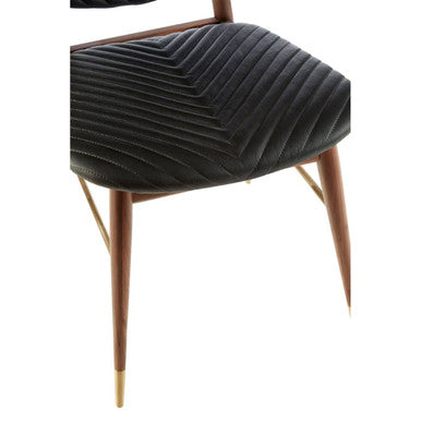 Orsina Kenso Black Leather and Walnut Wood Dining Chair | Modern Style
