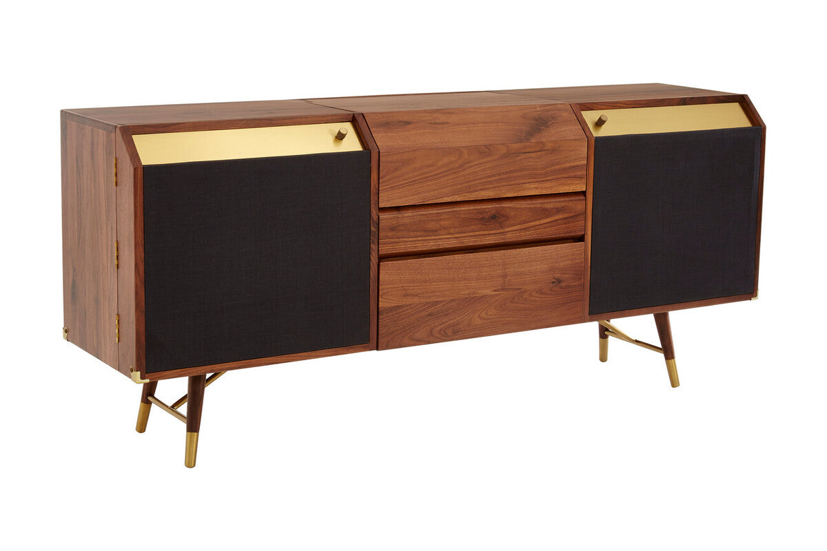 Orsina Kenso Sideboard – Natural Wood Storage with Textured Panels