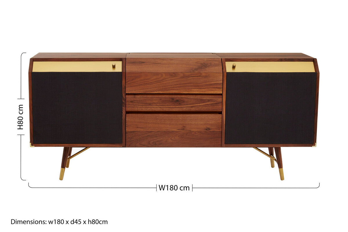 Orsina Kenso Sideboard – Natural Wood Storage with Textured Panels