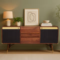 Orsina Kenso Sideboard – Natural Wood Storage with Textured Panels