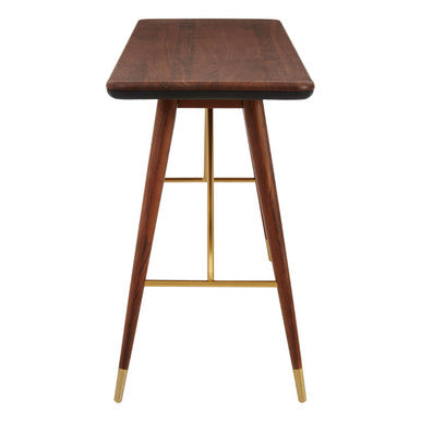 Orsina Kenso Console Table – Dark Walnut with Leather and Brass
