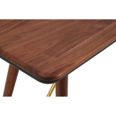 Orsina Kenso Console Table – Dark Walnut with Leather and Brass