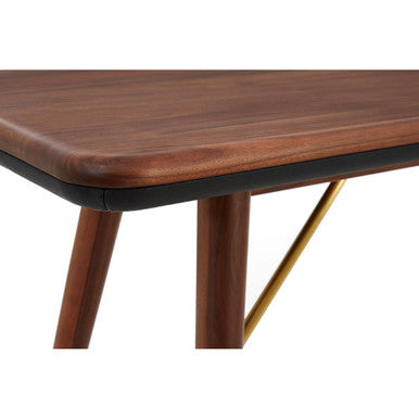 Orsina Kenso Console Table – Dark Walnut with Leather and Brass