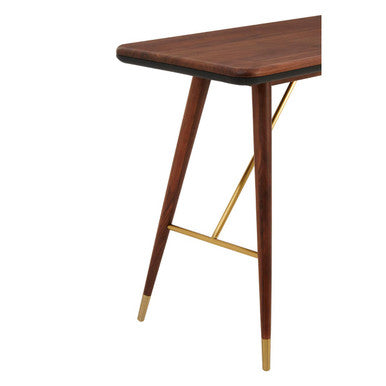 Orsina Kenso Console Table – Dark Walnut with Leather and Brass