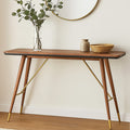 Orsina Kenso Console Table – Dark Walnut with Leather and Brass