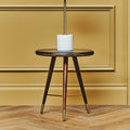Orsina Kenso Round End Table – Grey Marble Top & Walnut Wood Frame