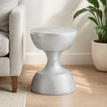 Orsina Matin Small Silver Aluminium Side Table – Hourglass Accent
