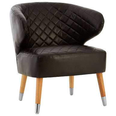 Orsina Richy Black Leather Effect Wingback Accent Chair with Birch Legs