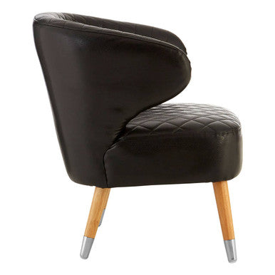 Orsina Richy Black Leather Effect Wingback Accent Chair with Birch Legs