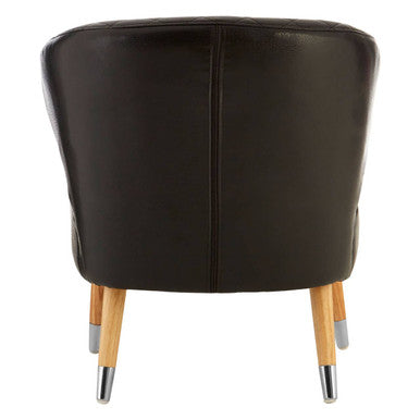 Orsina Richy Black Leather Effect Wingback Accent Chair with Birch Legs