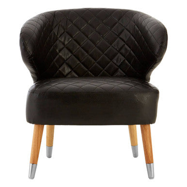 Orsina Richy Black Leather Effect Wingback Accent Chair with Birch Legs