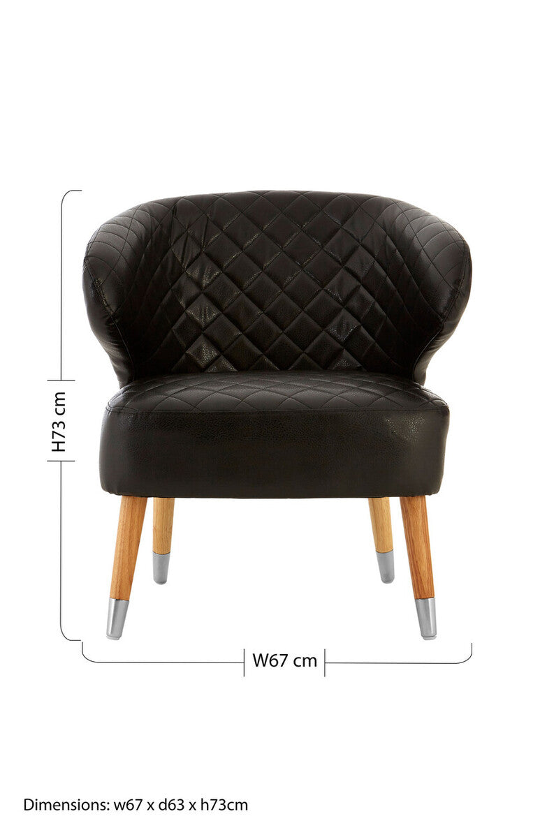 Orsina Richy Black Leather Effect Wingback Accent Chair with Birch Legs