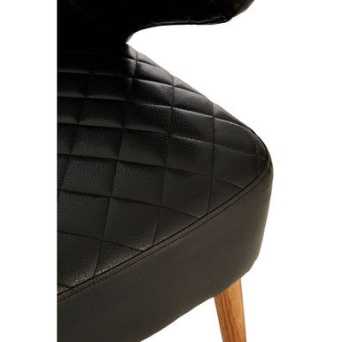 Orsina Richy Black Leather Effect Wingback Accent Chair with Birch Legs