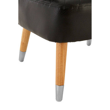 Orsina Richy Black Leather Effect Wingback Accent Chair with Birch Legs
