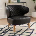 Orsina Richy Black Leather Effect Wingback Accent Chair with Birch Legs