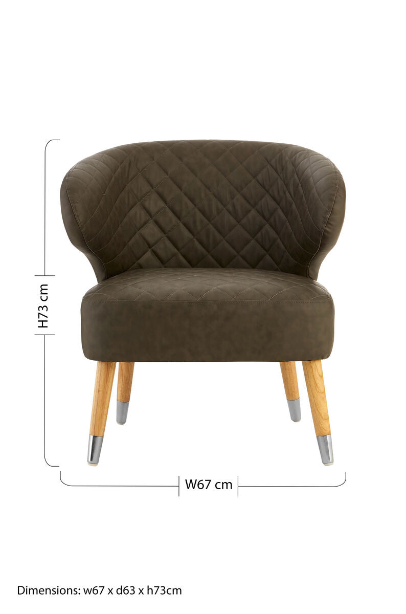 Orsina Richy Brown Faux Leather Wingback Accent Chair with Birchwood Legs