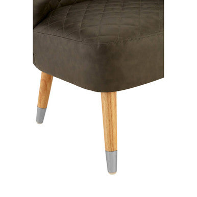 Orsina Richy Brown Faux Leather Wingback Accent Chair with Birchwood Legs