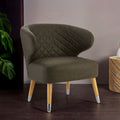 Orsina Richy Brown Faux Leather Wingback Accent Chair with Birchwood Legs
