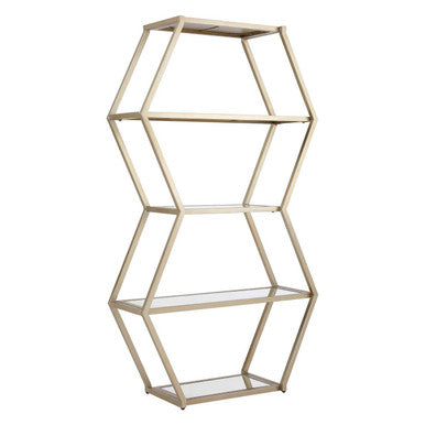 Orsina Roana Hexa Shelf Unit – Gold Geometric Mirrored Wall Display