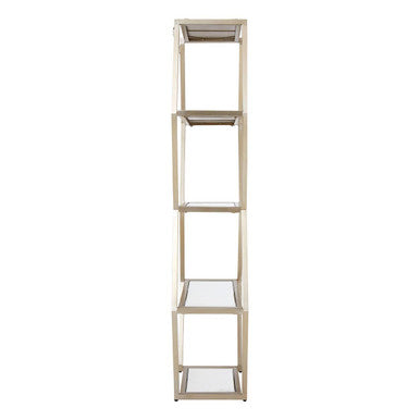 Orsina Roana Hexa Shelf Unit – Gold Geometric Mirrored Wall Display