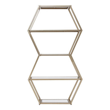 Orsina Roana Hexa Shelf Unit – Gold Geometric Mirrored Wall Display