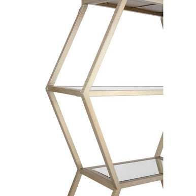 Orsina Roana Hexa Shelf Unit – Gold Geometric Mirrored Wall Display