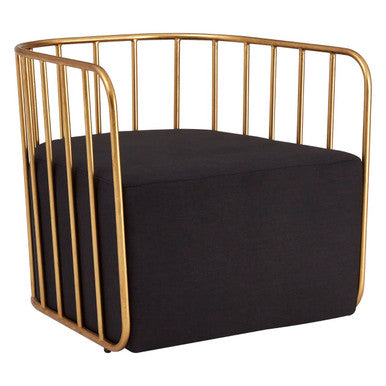 Orsina Rosina Black Linen Accent Chair – Modern Gold Frame Seating