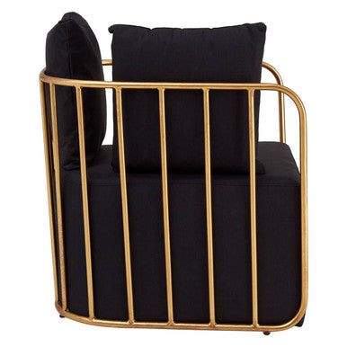 Orsina Rosina Black Linen Accent Chair – Modern Gold Frame Seating