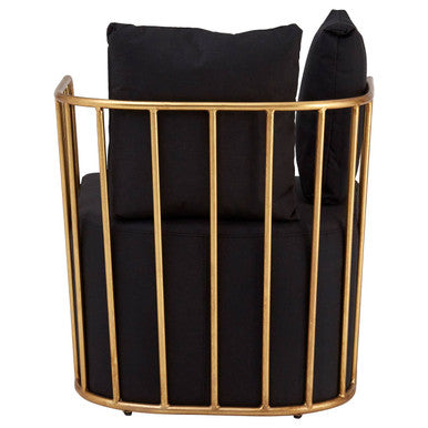 Orsina Rosina Black Linen Accent Chair – Modern Gold Frame Seating