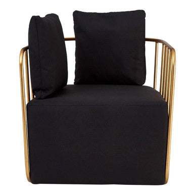 Orsina Rosina Black Linen Accent Chair – Modern Gold Frame Seating