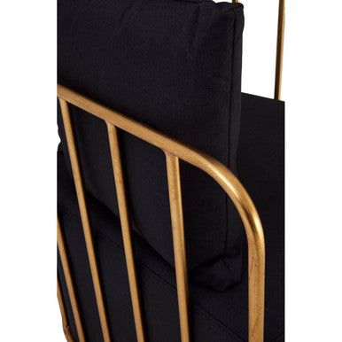 Orsina Rosina Black Linen Accent Chair – Modern Gold Frame Seating