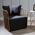 Orsina Rosina Black Linen Accent Chair – Modern Gold Frame Seating