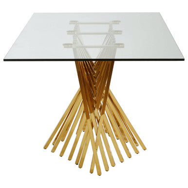Orsina Arezzo Glass Top Dining Table | Reflective Gold Frame