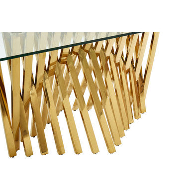 Orsina Arezzo Glass Top Dining Table | Reflective Gold Frame