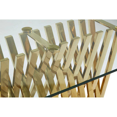 Orsina Arezzo Glass Top Dining Table | Reflective Gold Frame