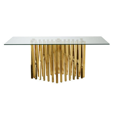 Orsina Arezzo Glass Top Dining Table | Reflective Gold Frame