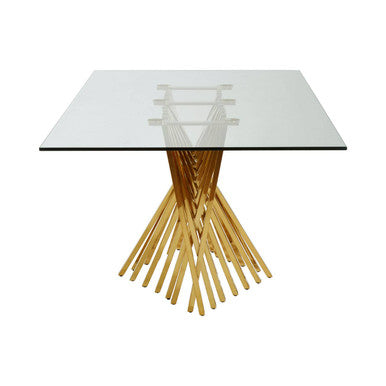 Orsina Arezzo Glass Dining Table | Clear Top & Gold Stainless Frame