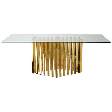 Orsina Arezzo Glass Dining Table | Clear Top & Gold Stainless Frame