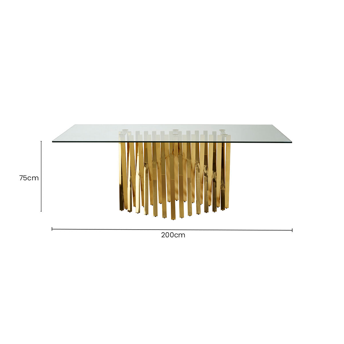 Orsina Arezzo Glass Dining Table | Clear Top & Gold Stainless Frame