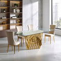 Orsina Arezzo Glass Dining Table | Clear Top & Gold Stainless Frame