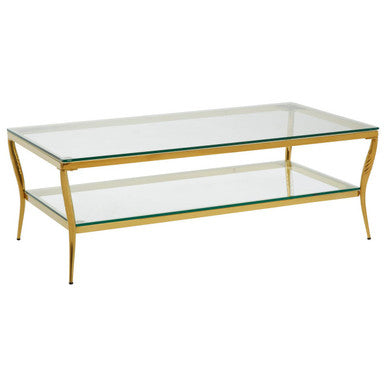 Orsina Arezzo Two-Tier Coffee Table – Gold Stainless Steel & Glass