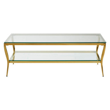 Orsina Arezzo Two-Tier Coffee Table – Gold Stainless Steel & Glass