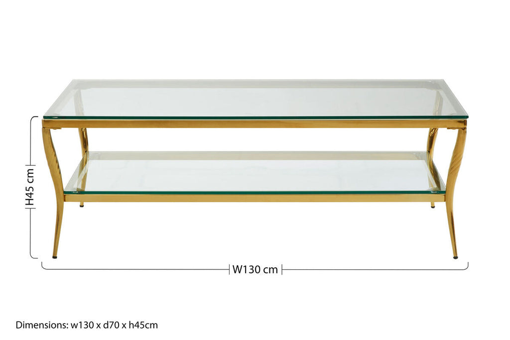 Orsina Arezzo Two-Tier Coffee Table – Gold Stainless Steel & Glass