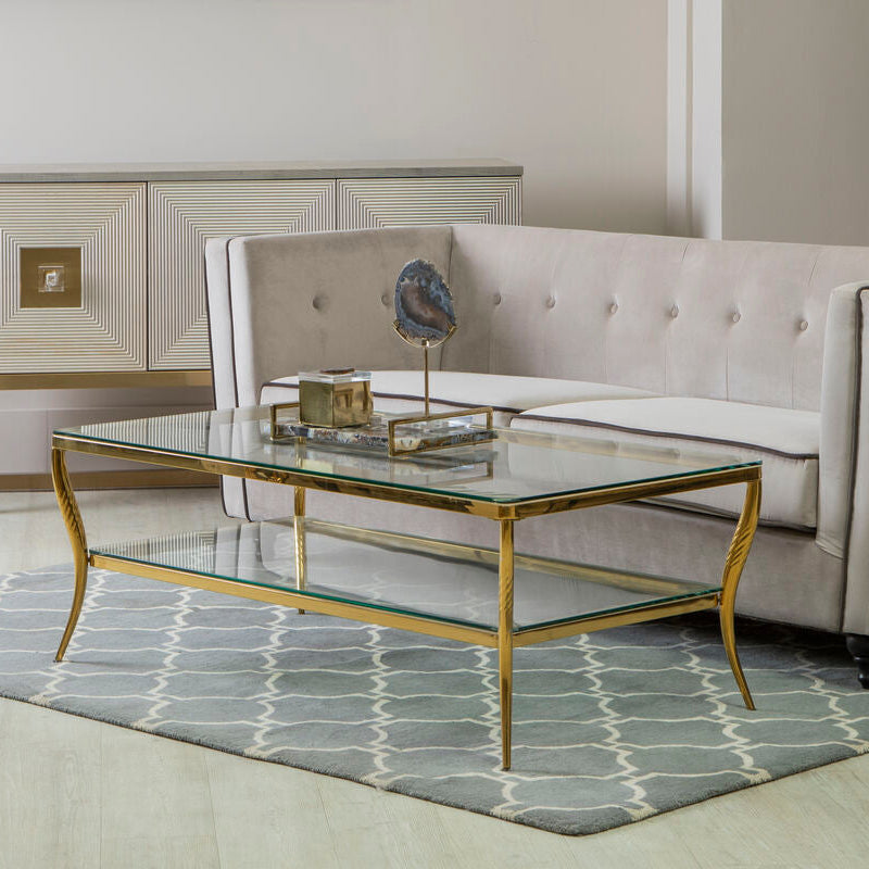 Orsina Arezzo Two-Tier Coffee Table – Gold Stainless Steel & Glass
