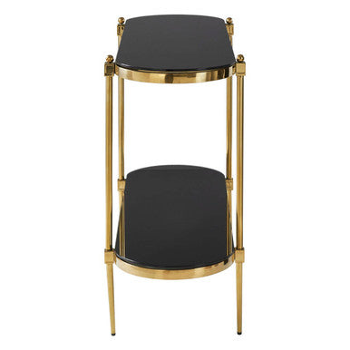 Orsina Arezzo 2-Tier Console Table | Gold & Black Tempered Glass
