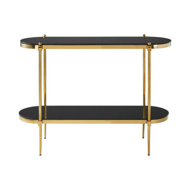 Orsina Arezzo 2-Tier Console Table | Gold & Black Tempered Glass