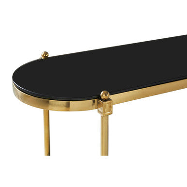 Orsina Arezzo 2-Tier Console Table | Gold & Black Tempered Glass